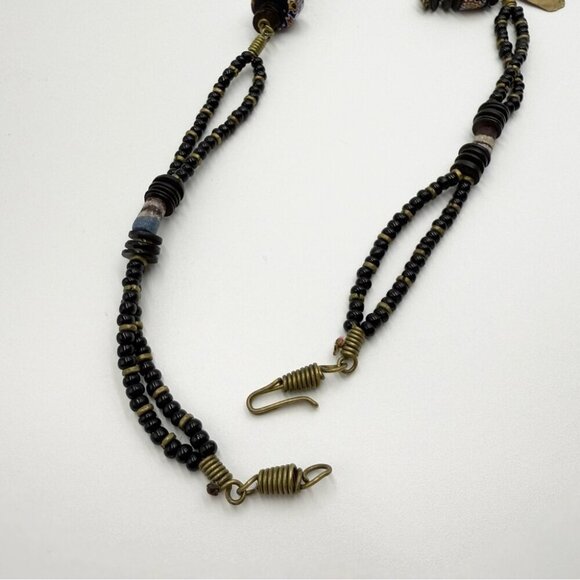 Vintage Brass Beaded Dangle Choker Tribal Nepali Bib Necklace BOHO Tribal - Picture 9 of 13